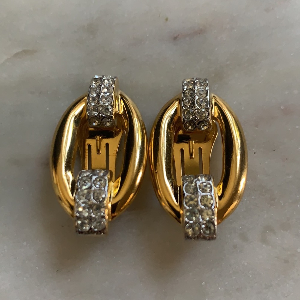 Erwin Pearl Gold/Rhinestone Vintage Earrings